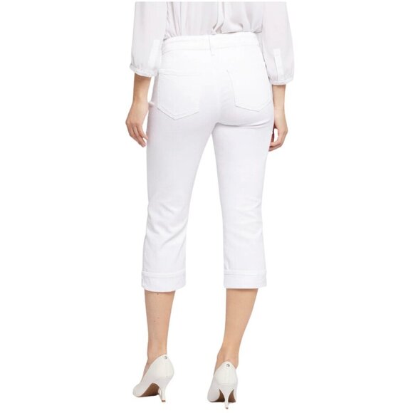 NWT NYDJ Marilyn Straight Crop Jeans w/ Cuffs in Optic White - Picture 2 of 8